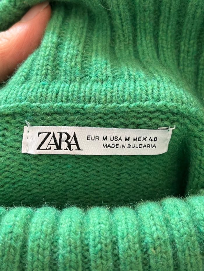 Pull en laine vert col roulé Zara - photo numéro 5