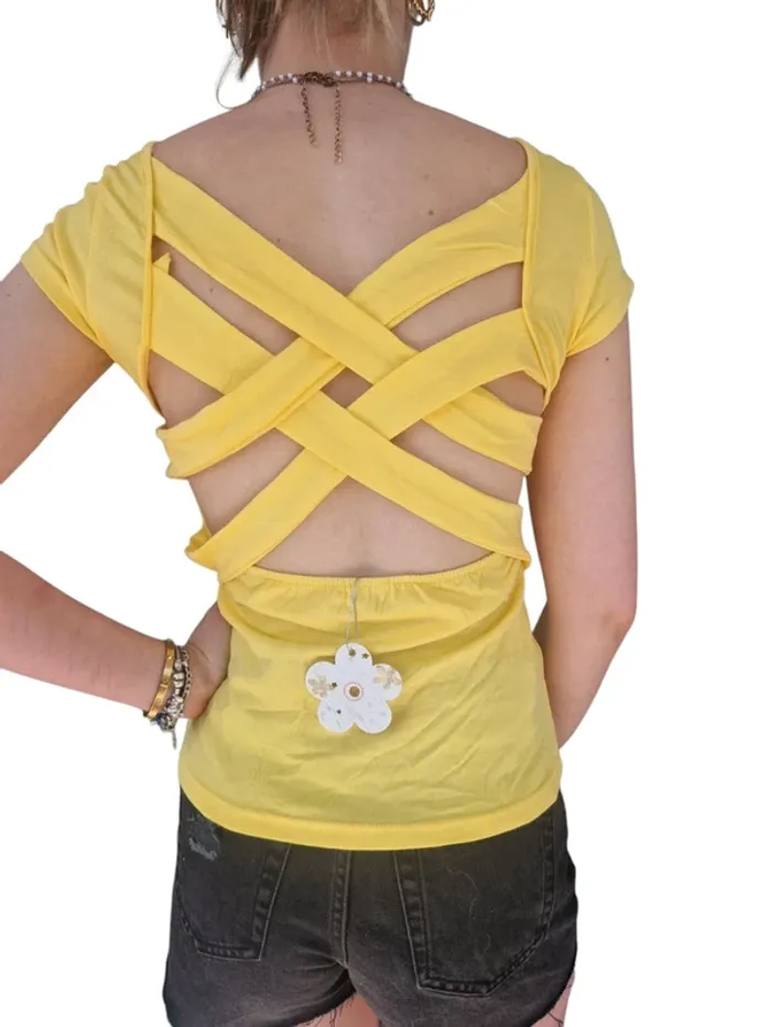 Tee-shirt Dos Nu Jaune, T. S/M