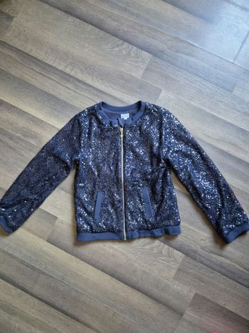 Veste / Gilet zippé fille marine à sequins. Taille 9 ans. Sergent Major. Comme neuf