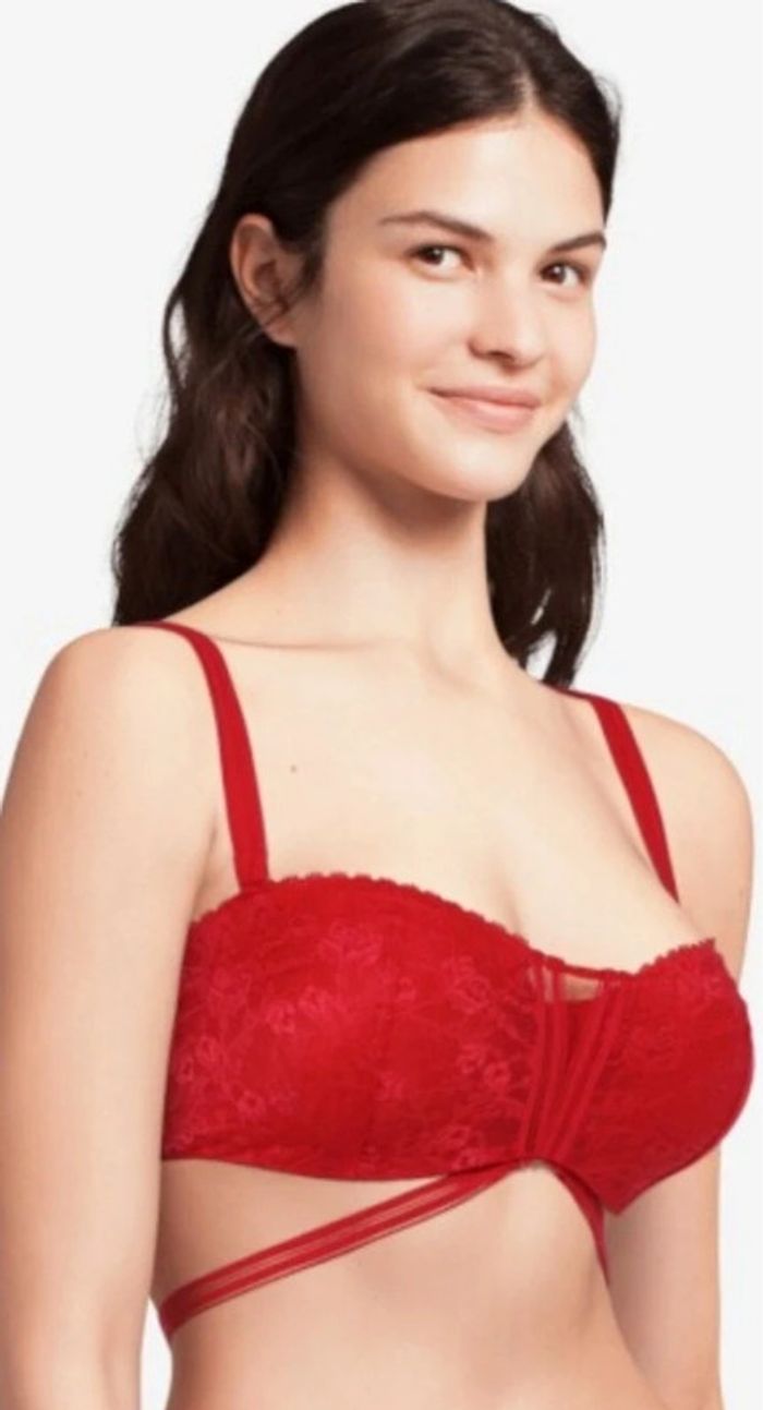 Soutien-gorge coques dentelle rouge Kaia taille 90F Darjeeling - photo numéro 5