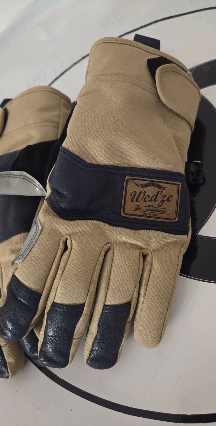 Gants ski/snow Wed’ze (Decathlon) taille S – chaud & renforcé (cuir) – beige/noir
