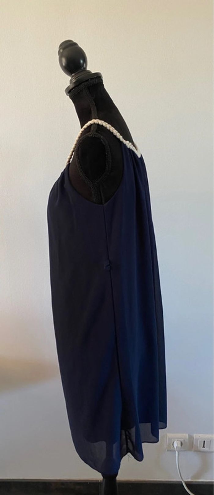 Robe été Made in France fluide marine dorée avec col tressé taille S / M - photo numéro 6