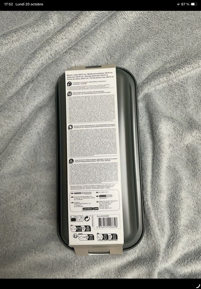 Moule à cake 25x11cm Carrefour Home gris neuf - photo numéro 2