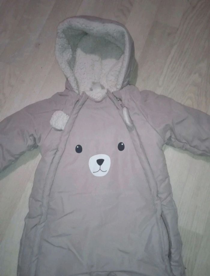 Combinaison ou combi-pilote pour bébé grise motif ourson avec fourrure H&M T. 3-6 mois - photo numéro 2