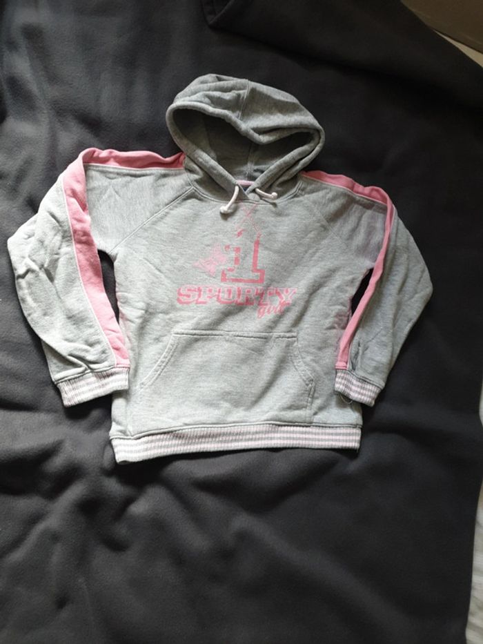 Sweat fille gris et rose taille 10 ans