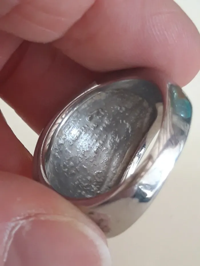 Bague fantaisie argentée et blanche taille 60 - photo numéro 7