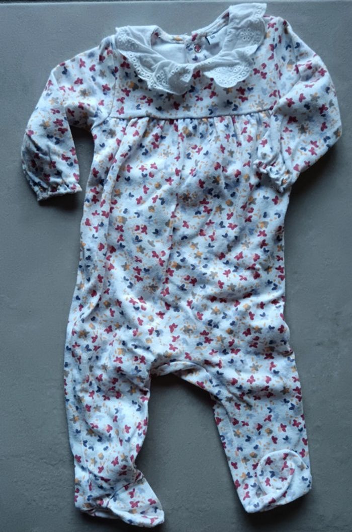 Pyjama coton col Claudine fleurs 6 mois