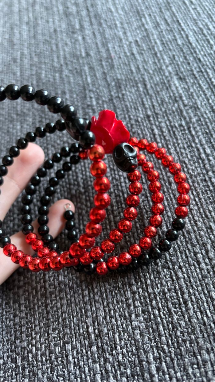 Bracelet Halloween Rose et squelette - photo numéro 3