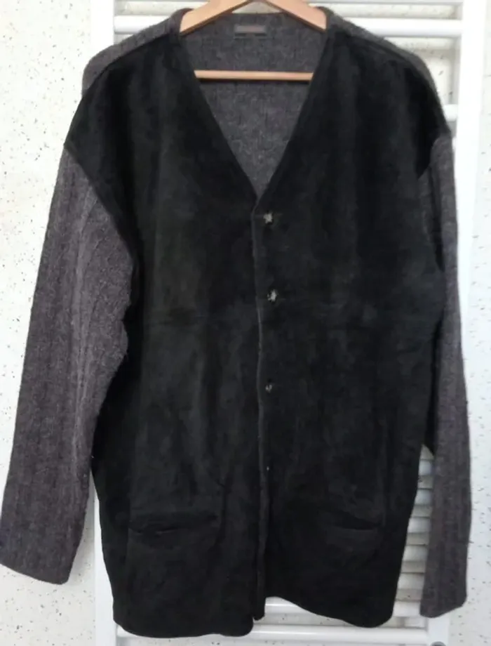 Veste laine + peau grise noire Connemara Taille L - photo numéro 2