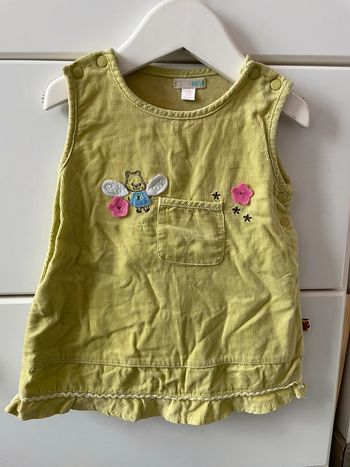 Robe velours bébé fille automne hiver jaune vert