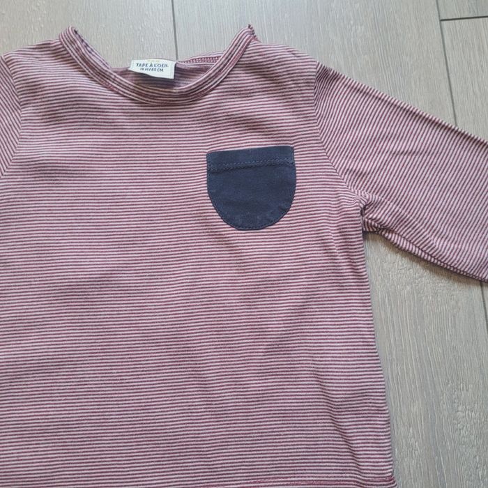 Maillot bordeaux rayé et crème. Garçon 18 mois. Marque Tape à l'oeil - photo numéro 2