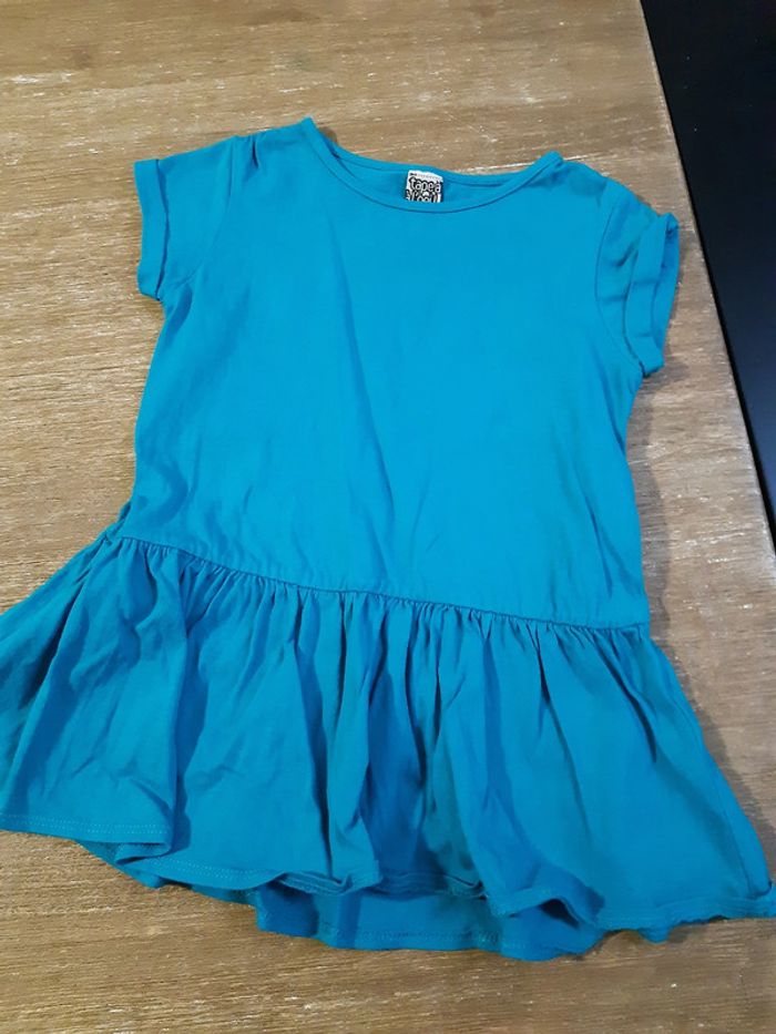 Robe unie été bleu turquoise 2 ans tao neuve