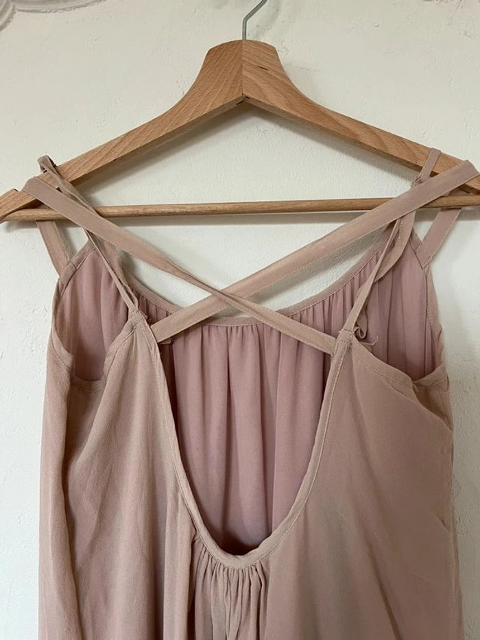 Robe longue en soie Bel-Air rose taille 1 (36) fluide & bretelles réglables - photo numéro 3