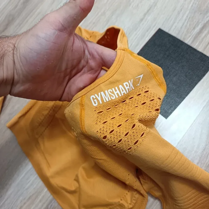 Hauts gymshark femme s teeshirt manche longue jaune moutarde - photo numéro 3