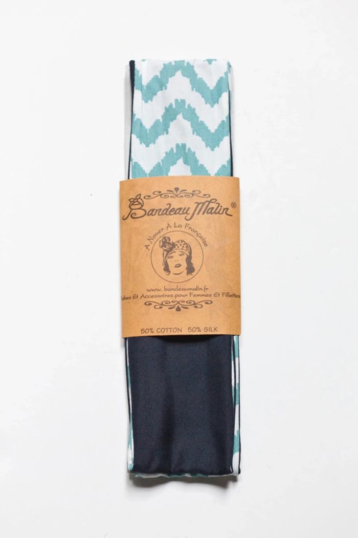 Bandeau Malin à chevrons bleu turquoise