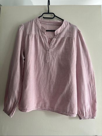Chemisier d’hiver rayé rose et blanc