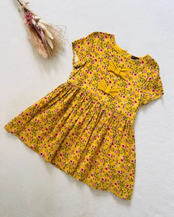 Robe manche courte moutarde fleurie 5 ans - Sergent Major