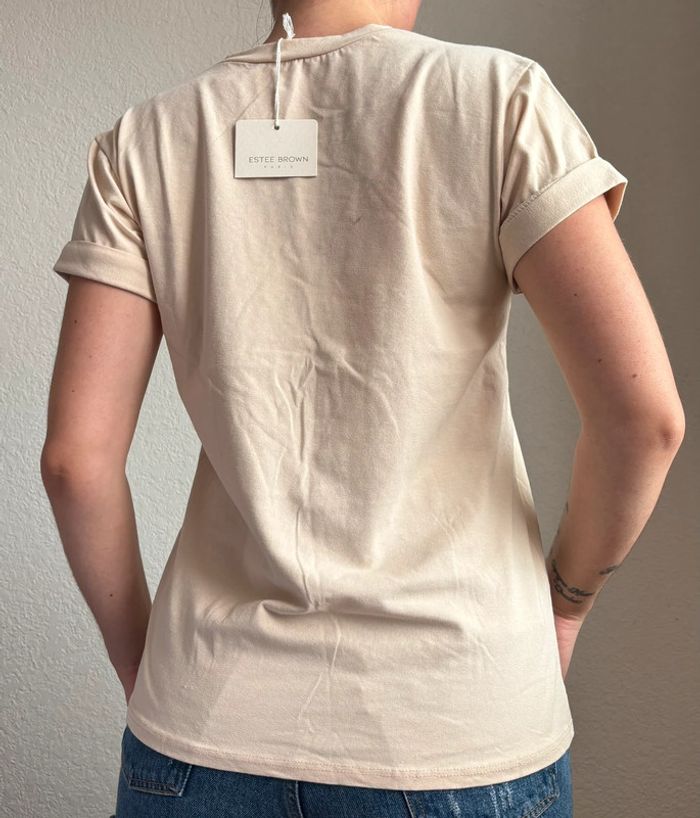 T-shirt femme beige motif arty œil bouche neuf taille unique Estee Brown Paris - photo numéro 2
