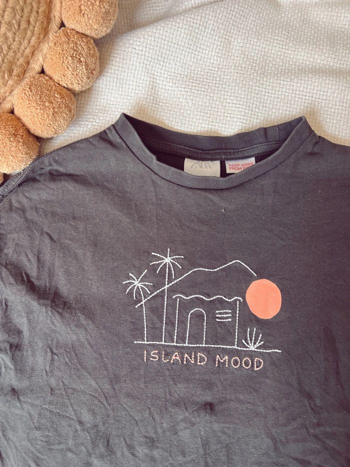 Tee-shirts Zara noir island mood maison palmier 104 - photo numéro 3