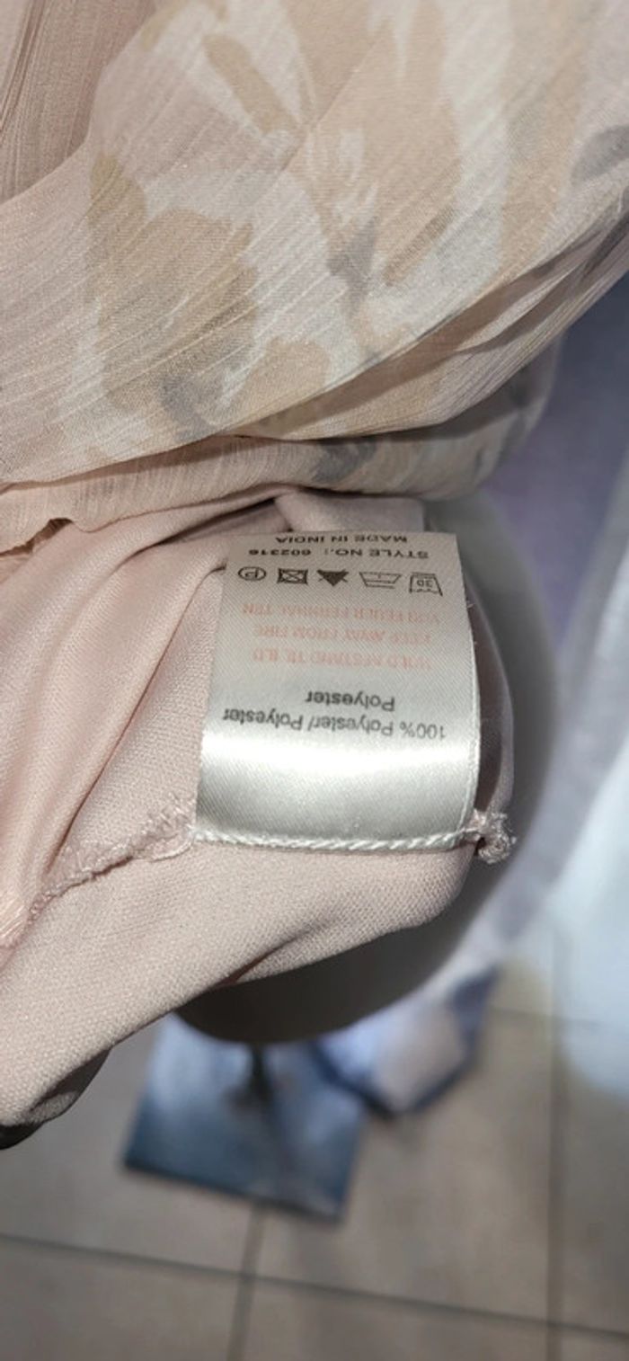 Blouse transparente beige à motifs floraux - Taille S - photo numéro 7