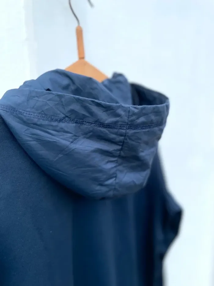Adidas navy blue hoodie track jacket windbreaker Veste capuche coupe-vent Mens Size M - photo numéro 7