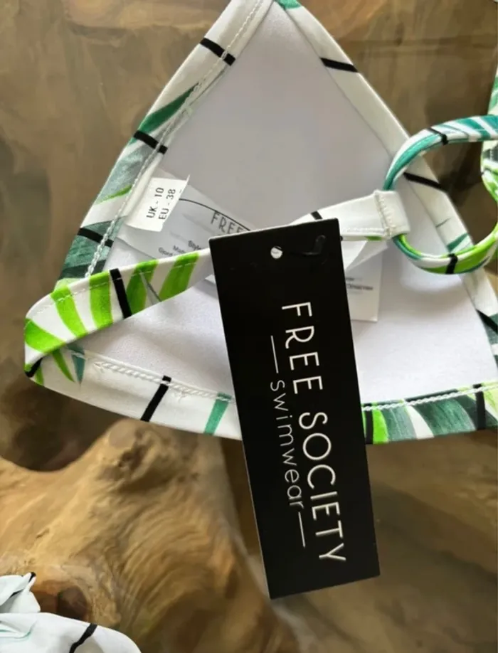 Maillot de bain 2 pièces Free Society blanc vert tropical neuf - photo numéro 6
