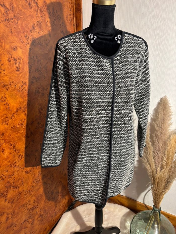 Veste longue chic ichi - Noir & Blanc - Taille L - photo numéro 2