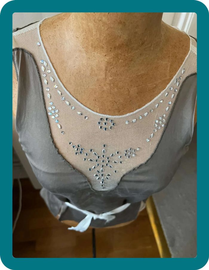 Top vintage soie et tulle coton vintage 36 - Atos Lombardini - photo numéro 11
