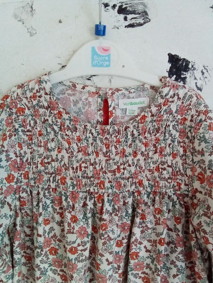 Robe fleurie manches longues Vertbaudet taille 5 ans - photo numéro 2