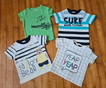Lot 4 t-shirt manches courtes été,  6 mois