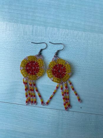 Boucles d’oreilles perles rouges et jaunes