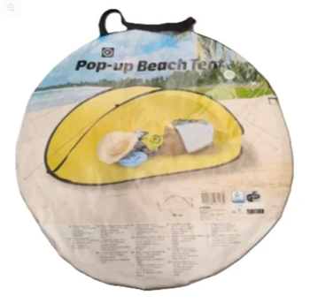 Tente de plage pliable Pop-Up | 180 x 125 x 83 cm Résistant à l'eau et avec protection UV Jaune