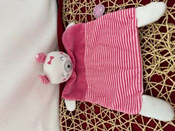 Doudou Lapin Plat Rose Jungle Mots d’Enfants