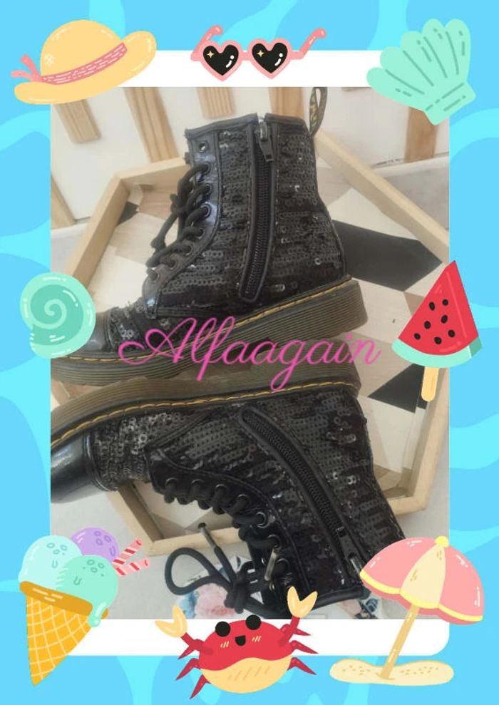 Bottines sequins 30 dr Martens noires - photo numéro 5