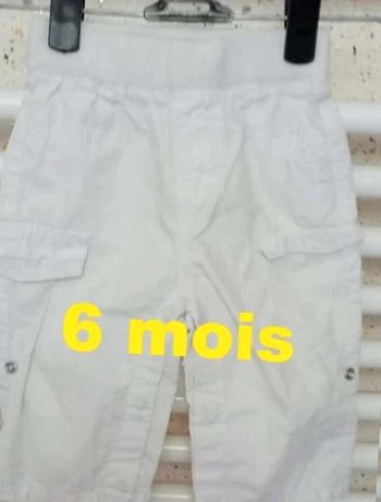 Pantalon  Garçon  blanc  Kimbaloo Taille  6  mois