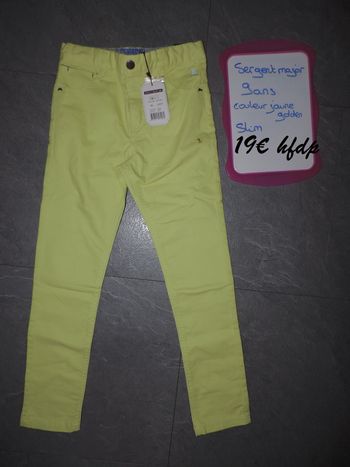 jeans sergent major slim couleur jaune golden taille 9 ans