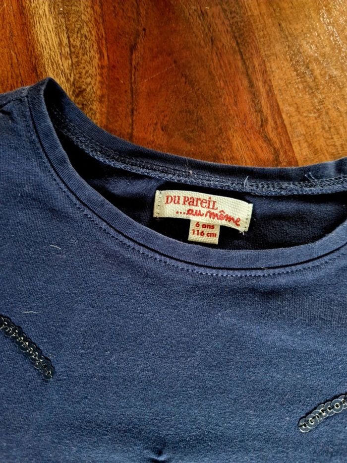 T-shirt manches longues sequins chat Dpam - photo numéro 2