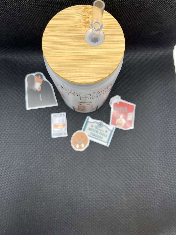 Gobelet en verre givré avec paille Supernatural / Dean winchester / Sam winchester - photo numéro 5