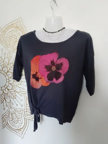 Joli pull estival bohème fleurs de violette