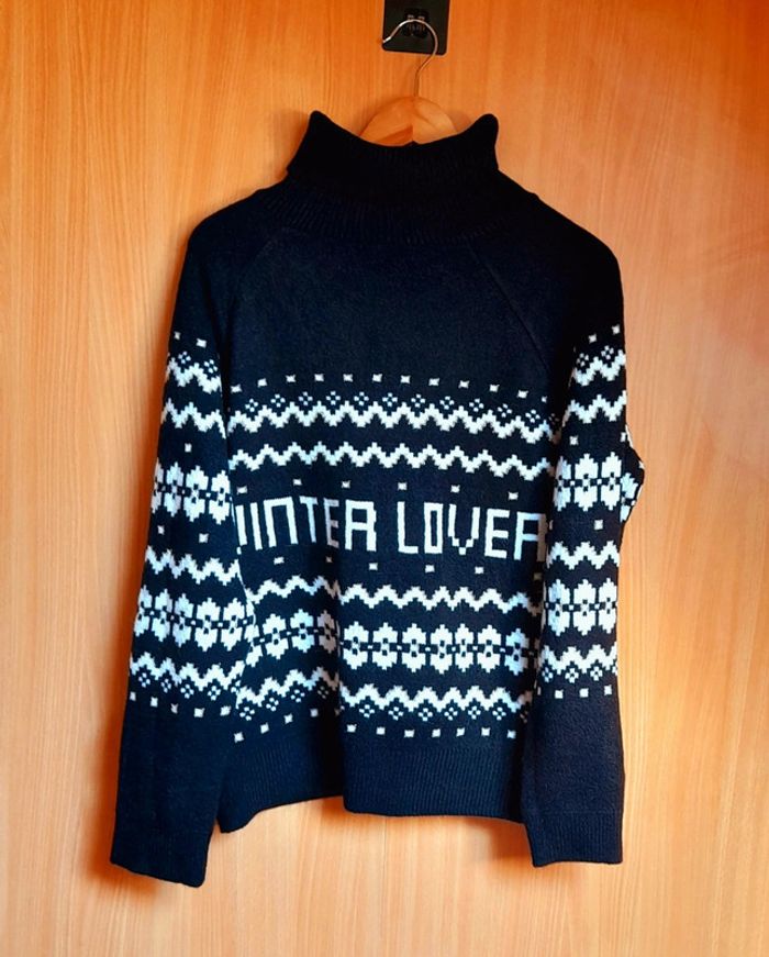 Pull-over Col roulé à rayures noir et blanc XXL - photo numéro 2