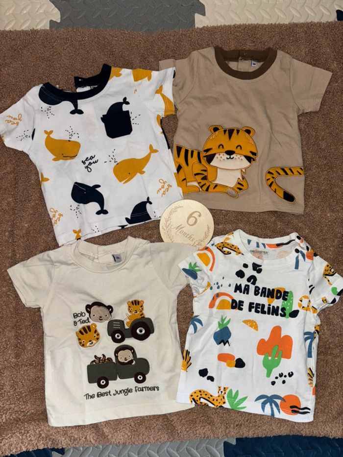Lot Tee shirt été 6 mois animaux jungle