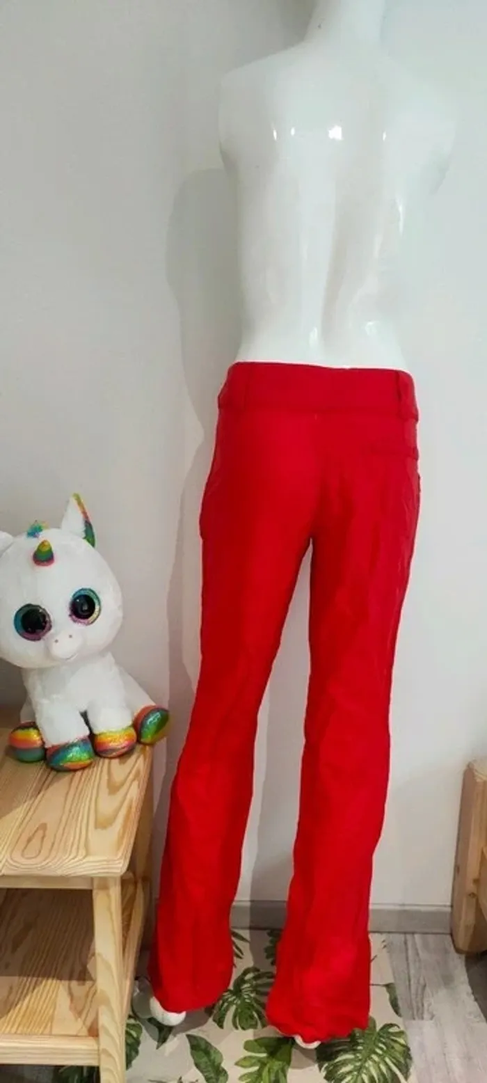 Pantalon en lin, rouge vif, neuf - photo numéro 3