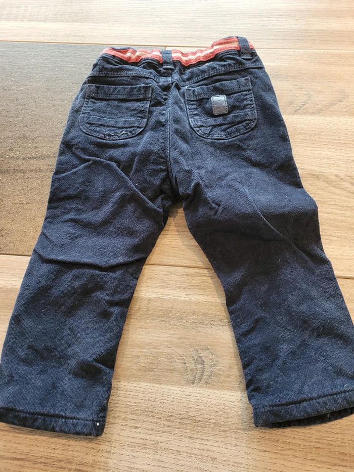 Pantalon velour bleu marine garçon 18 mois - photo numéro 2