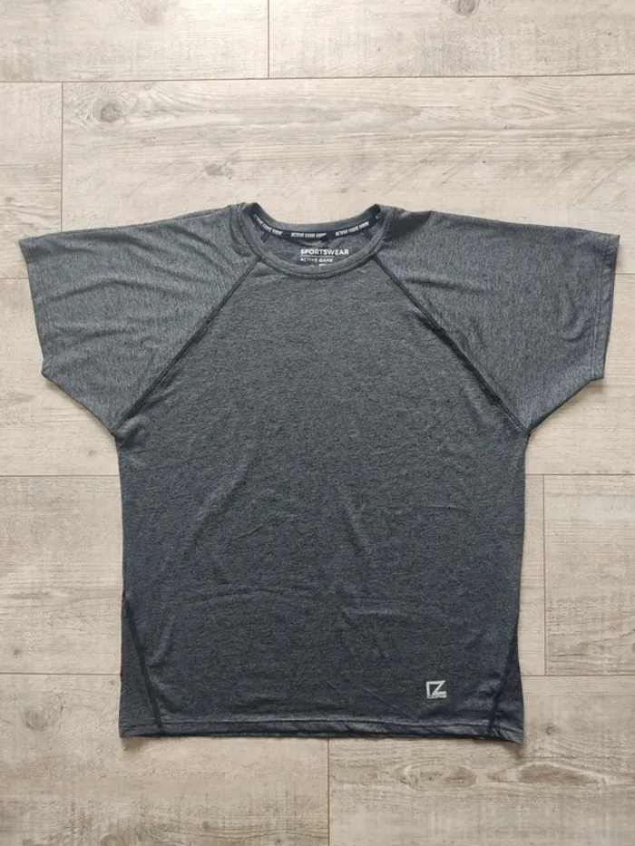 Tee-shirt sport manches courtes gris chiné taille XXL Zeeman