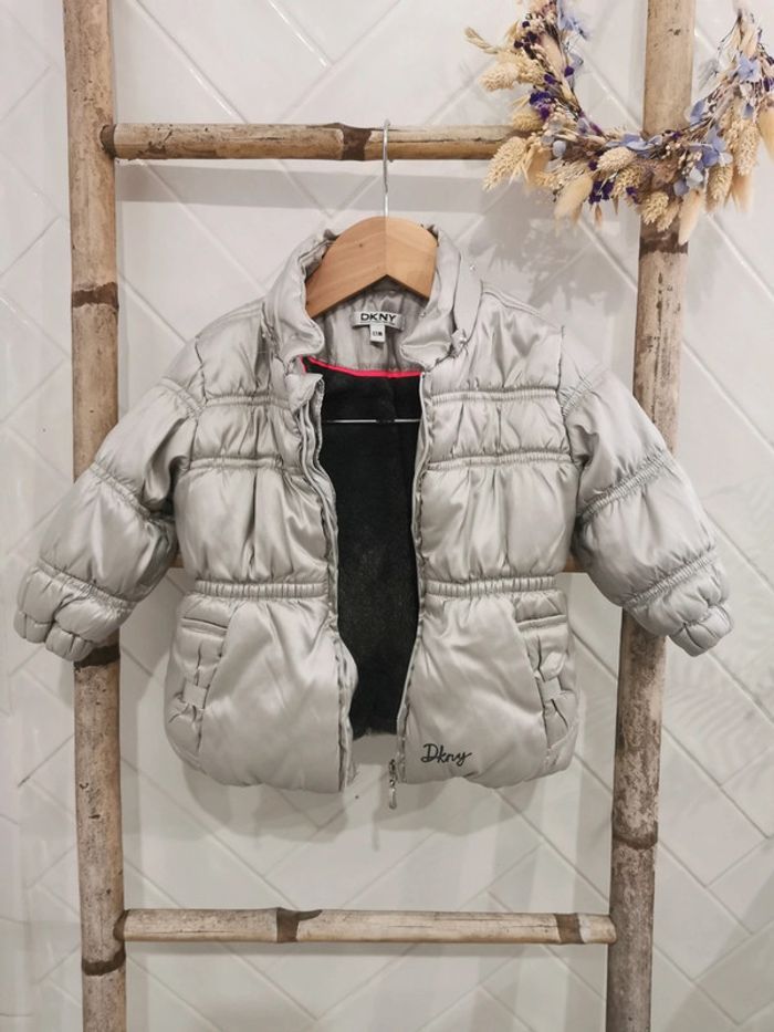 🌸Manteau doudoune fille gris DKNY 12mois - photo numéro 2