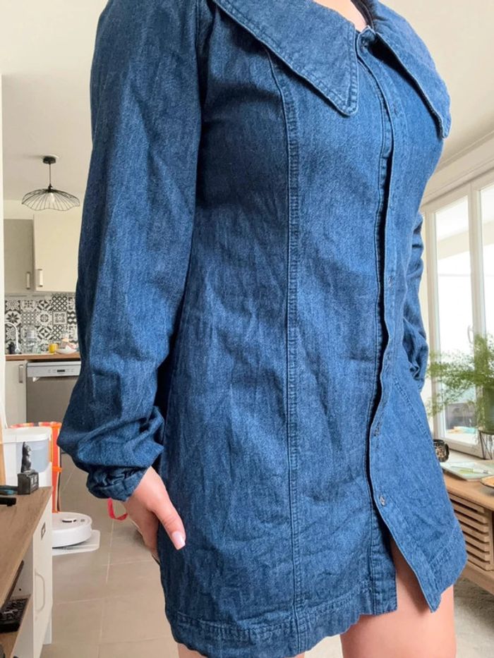 Robe courte en jean baby doll Zara taille XL - photo numéro 3