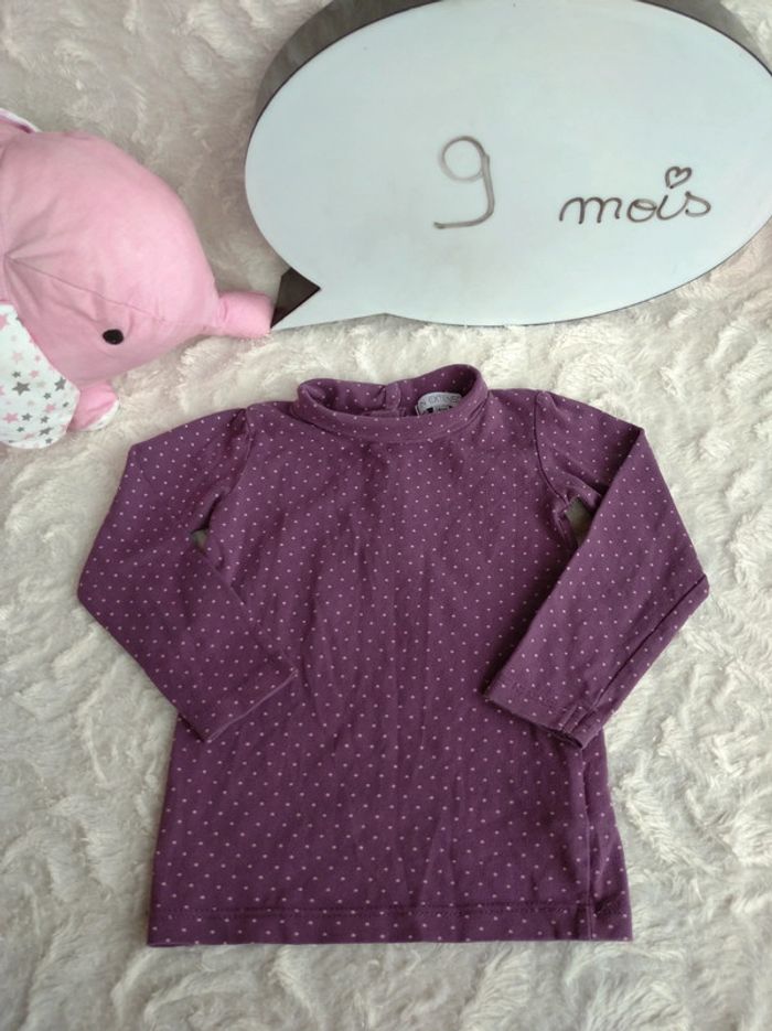 Sous pull col roulé à pois Fille 9 mois In Extenso