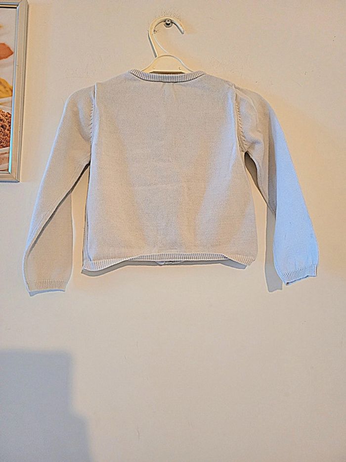Gilet blanc motif cœur "grain de blé" taille 3 ans - photo numéro 5