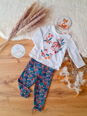 Ensemble tenue girafes et fleurs 6 mois DPAM