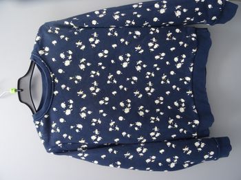 Sweat-shirt bleu à fleurs- 10 ans